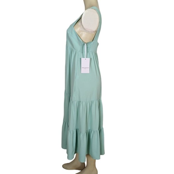 Amanda Uprichard empire waist ruffled maxi sleeveless seafoam dress sz M - Picture 4 of 10